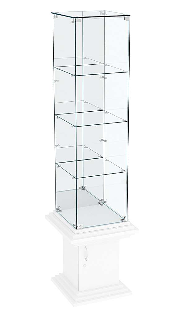 Витрина стаканчик с тремя полками и зеркалом КОЛОСС №8 Белый