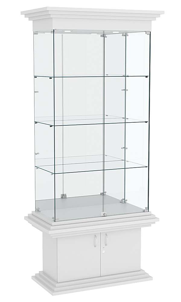 Витрина широкая с тремя полками и зеркалом КОЛОСС №3 Серый