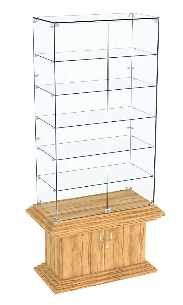 Витрина широкая прозрачная с 5-ю полками КОЛОСС №505 Дуб Золотистый