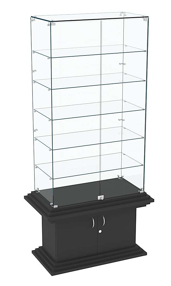 Витрина широкая прозрачная с 5-ю полками КОЛОСС №505 Черный