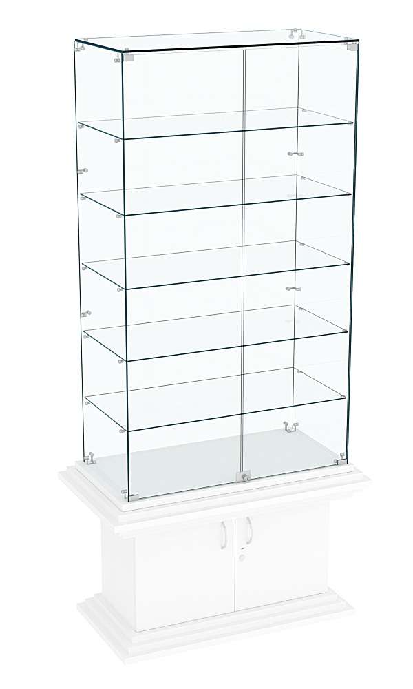 Витрина широкая прозрачная с 5-ю полками КОЛОСС №505 Белый