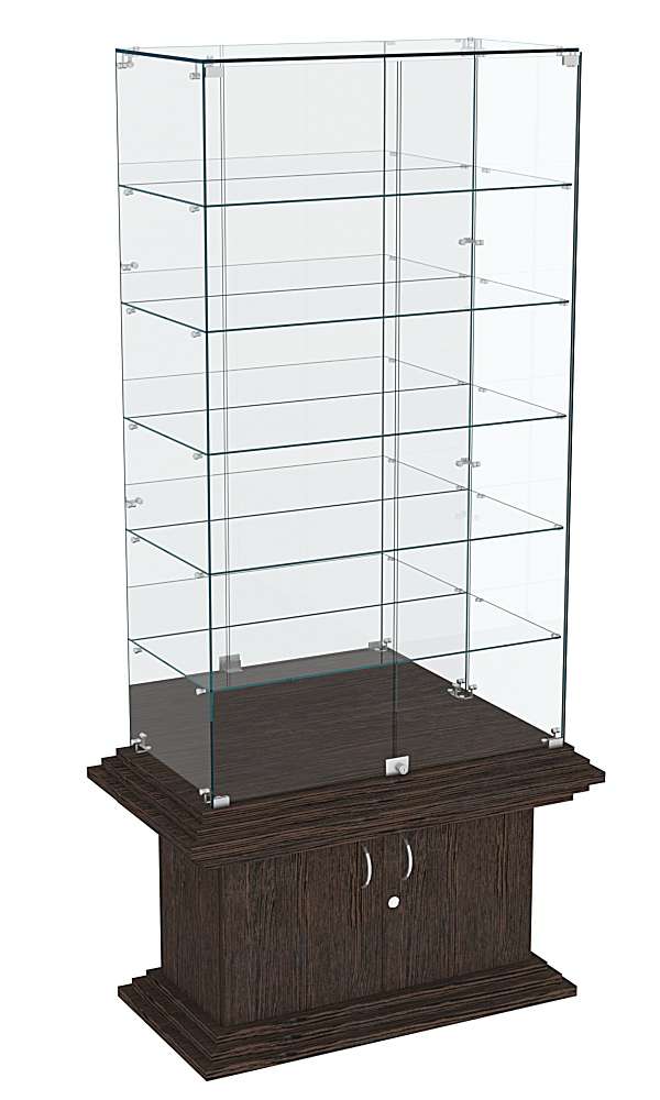 Витрина широкая с зеркалом и 5-ю полкамиКОЛОСС №507 Дуб Венге