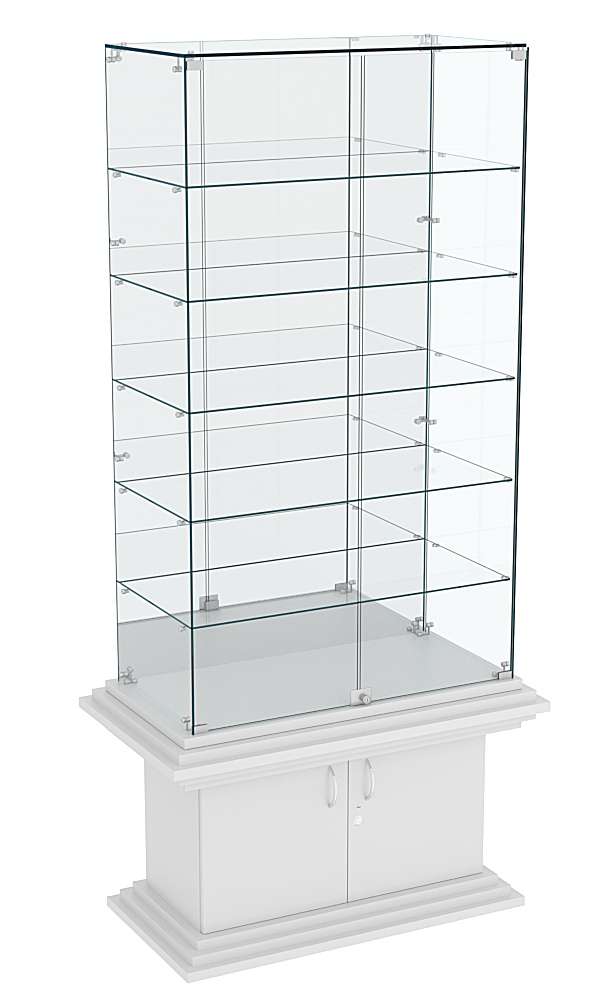 Витрина широкая с зеркалом и 5-ю полкамиКОЛОСС №507 Серый