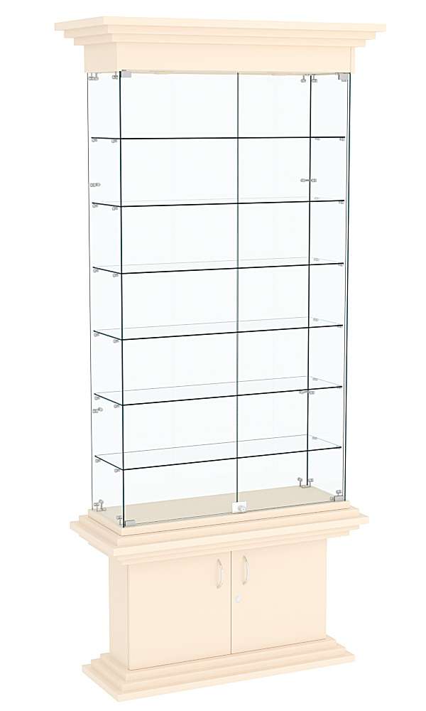 Стеклянная узкая витрина КОЛОСС №31 Крем Вайс
