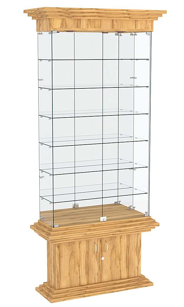 Витрина узкая с 6-ю полками и подсветкой КОЛОСС №32 Дуб Золотистый