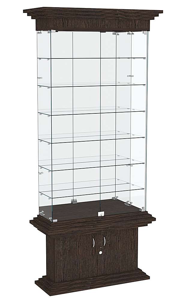 Витрина узкая с 6-ю полками и подсветкой КОЛОСС №32 Дуб Венге