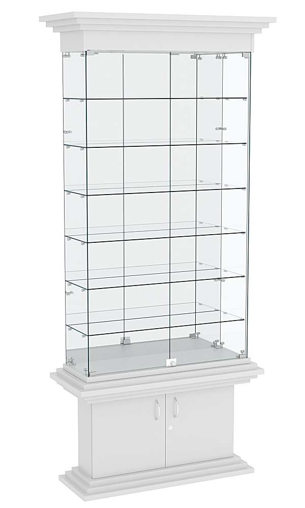 Витрина узкая с 6-ю полками и подсветкой КОЛОСС №32 Серый