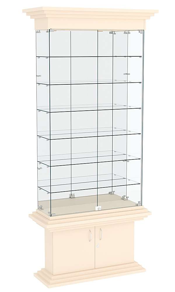 Витрина узкая с 6-ю полками и подсветкой КОЛОСС №32 Крем Вайс