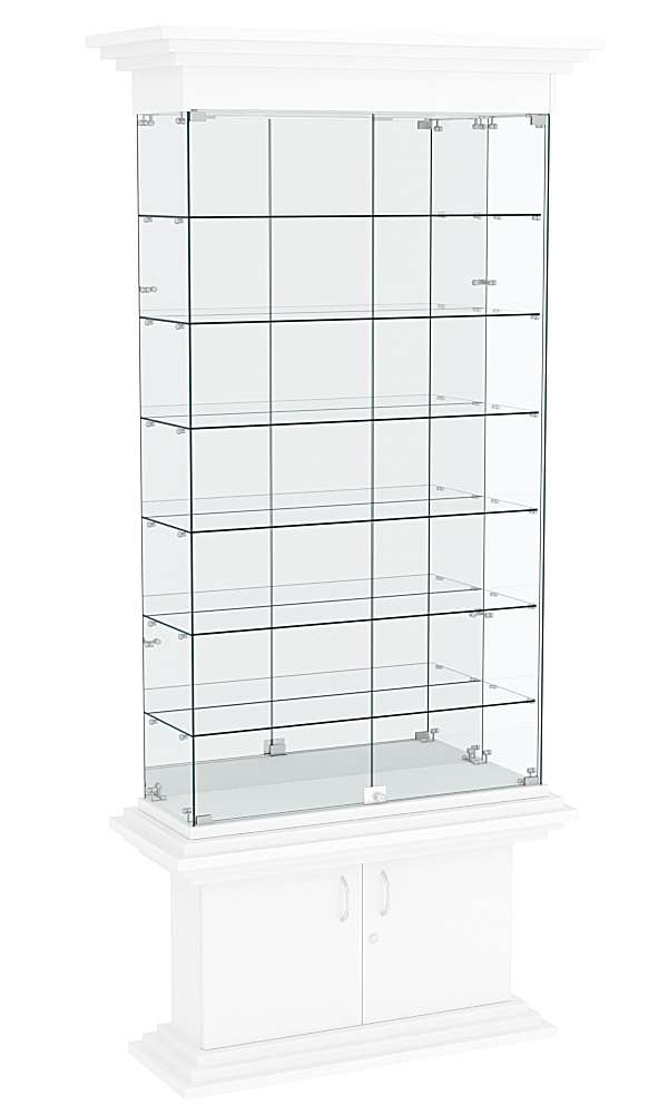 Витрина узкая с 6-ю полками и подсветкой КОЛОСС №32 Белый