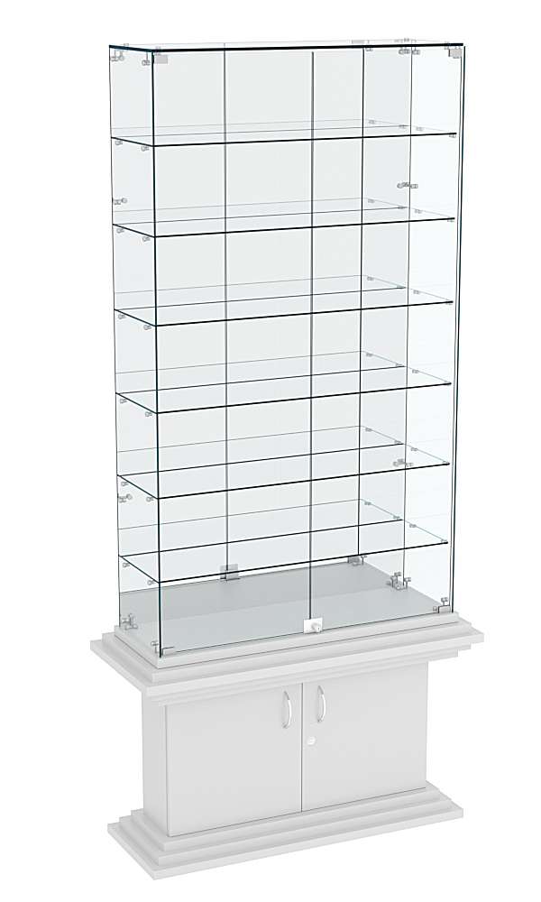 Витрина узкая с 6-ю полками зеркальная КОЛОСС №34 Серый