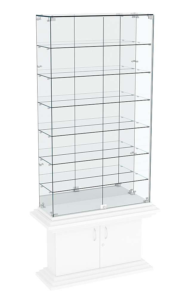 Витрина узкая с 6-ю полками зеркальная КОЛОСС №34 Белый