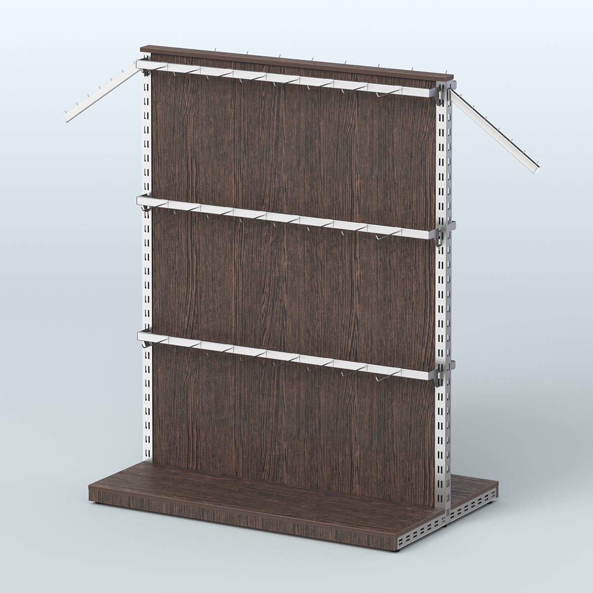 Система ЭЛЕГАНТ островная с ДСП и шестью поручнями под навесные кронштейны №4 Дуб Венге