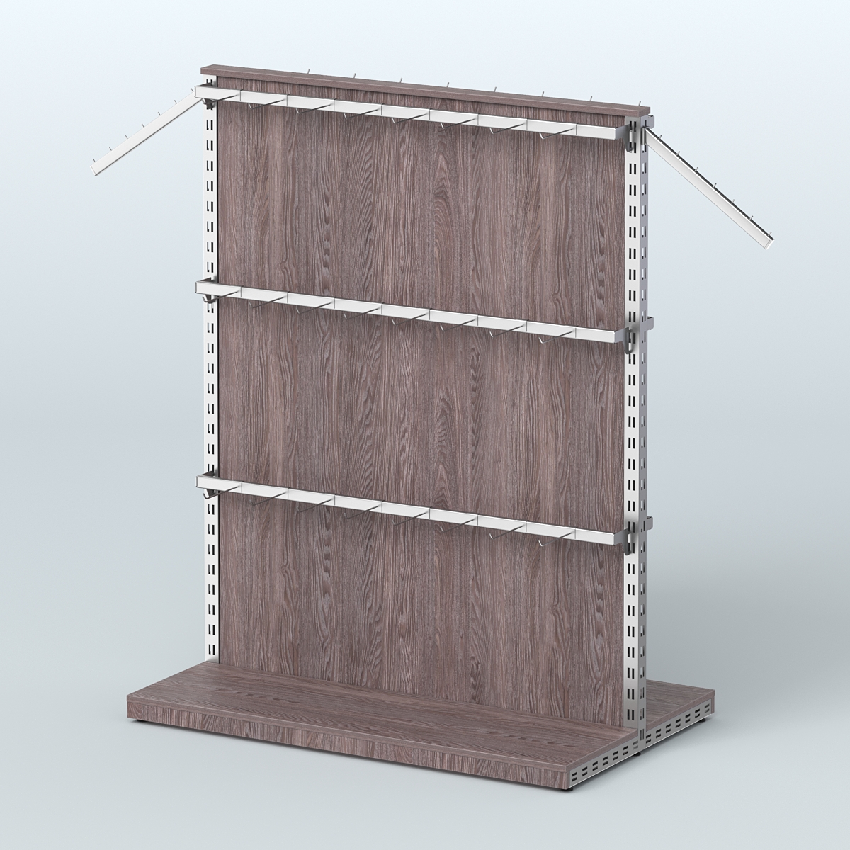 Система ЭЛЕГАНТ островная с ДСП и шестью поручнями под навесные кронштейны №4 Ясень Анкор темный