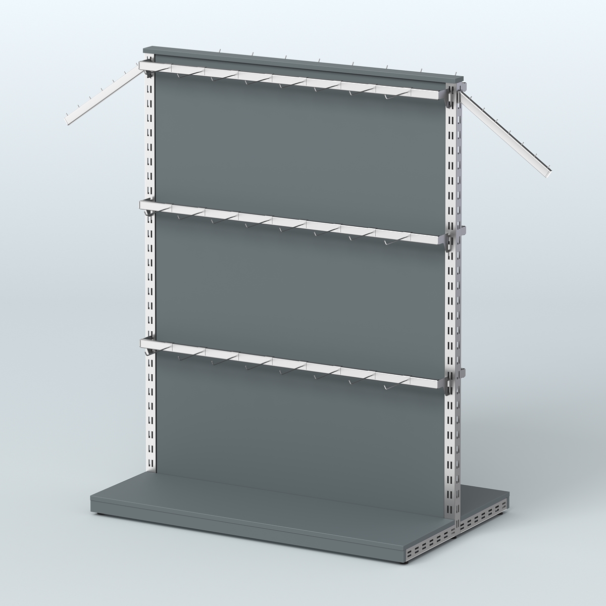 Система ЭЛЕГАНТ островная с ДСП и шестью поручнями под навесные кронштейны №4 Темно-Серый