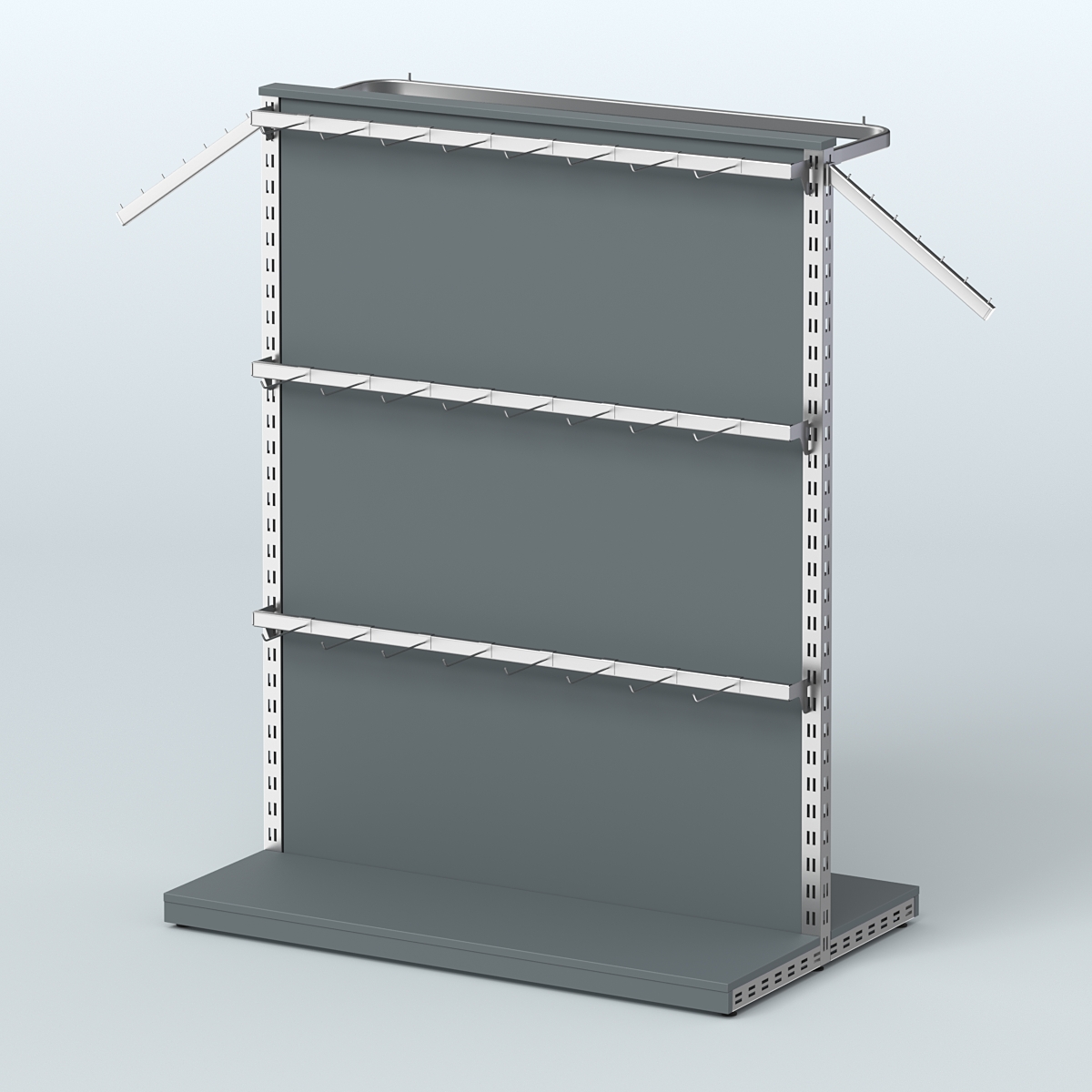 Система ЭЛЕГАНТ островная с разделителем из ДСП и четырьмя поручнями №5 Темно-Серый