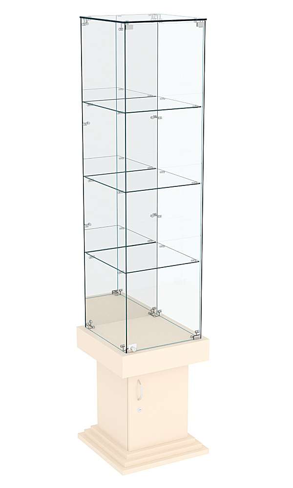 Витрина стаканчик с тремя полками и зеркалом ДОНЖОН №8 Крем Вайс