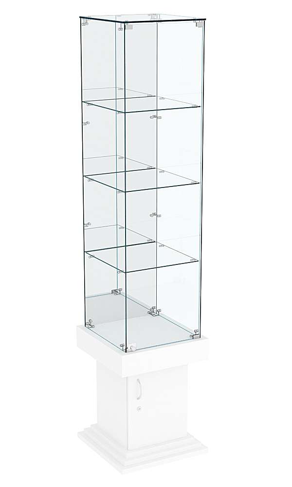 Витрина стаканчик с тремя полками и зеркалом ДОНЖОН №8 Белый