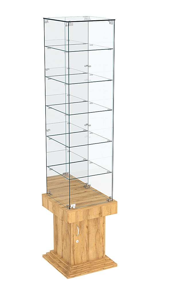 Витрина ДОНЖОН №508 с полками и зеркальной задней стенкой Дуб Золотистый