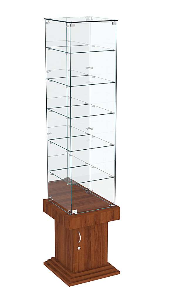 Витрина ДОНЖОН №508 с полками и зеркальной задней стенкой Орех