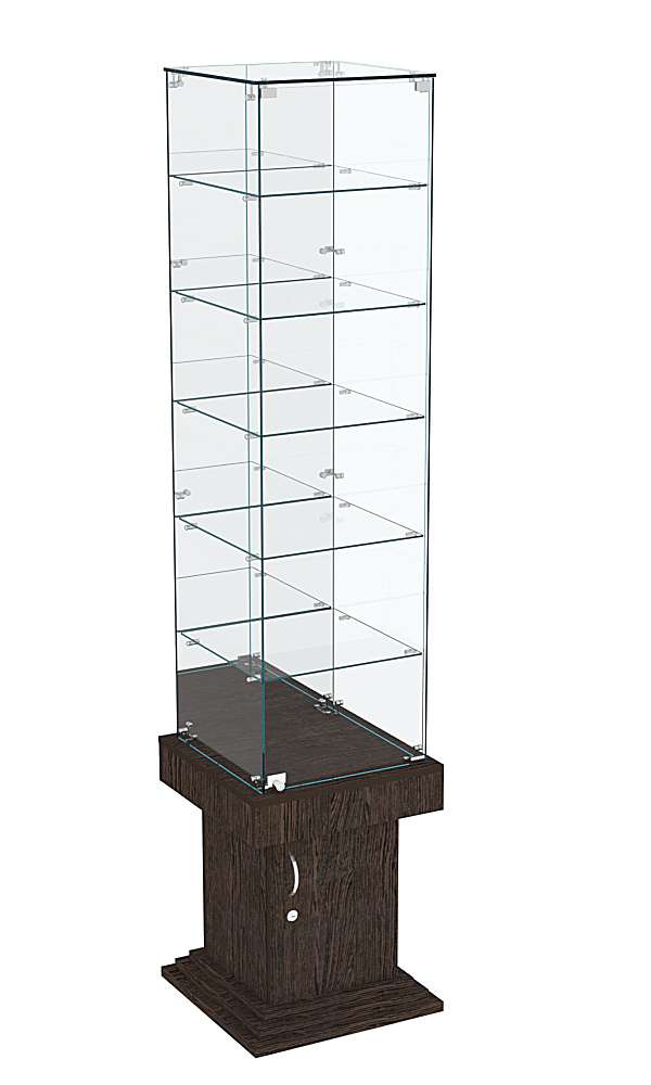 Витрина ДОНЖОН №508 с полками и зеркальной задней стенкой Дуб Венге