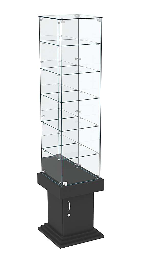 Витрина ДОНЖОН №508 с полками и зеркальной задней стенкой Черный