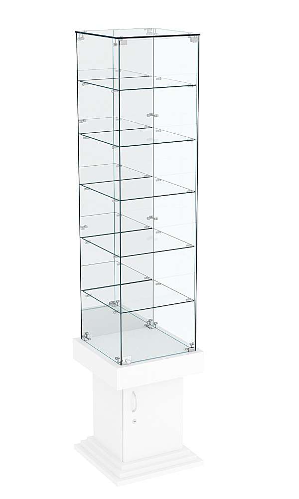 Витрина ДОНЖОН №508 с полками и зеркальной задней стенкой Белый