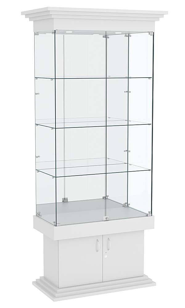 Витрина широкая с тремя полками и зеркалом ДОНЖОН №3 Серый