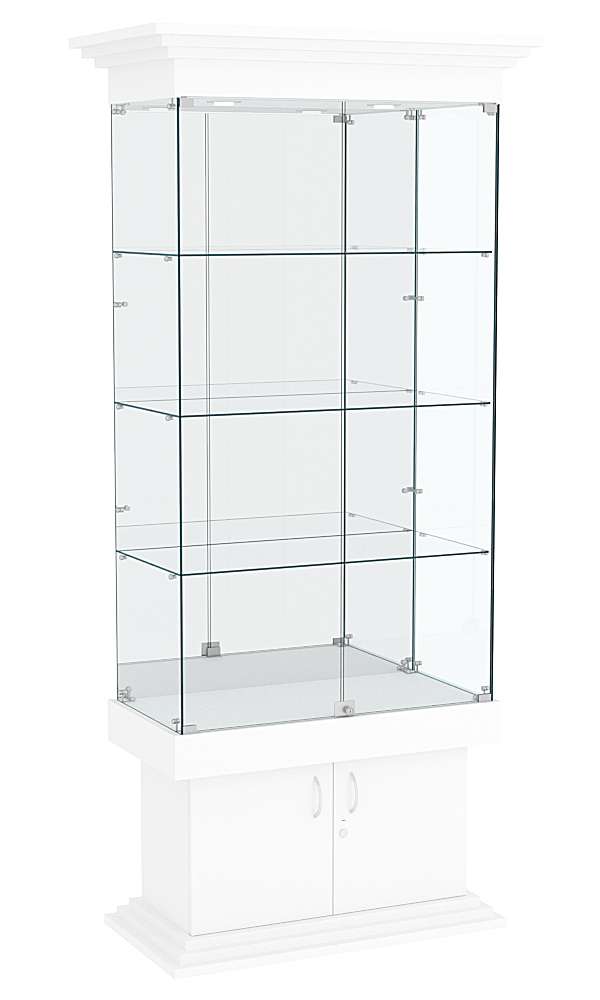 Витрина широкая с тремя полками и зеркалом ДОНЖОН №3 Белый