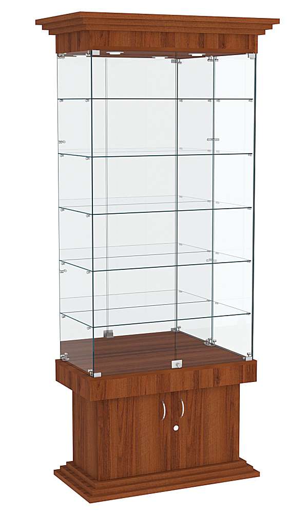 Витрина широкая с 5-ю полками и зеркалом ДОНЖОН №503 Орех