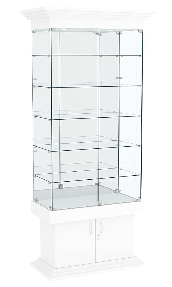 Витрина широкая с 5-ю полками и зеркалом ДОНЖОН №503 Белый