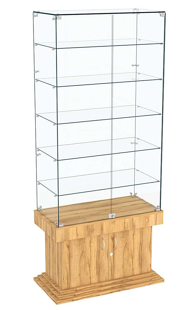 Витрина широкая прозрачная с 5-ю полками ДОНЖОН №505 Дуб Золотистый