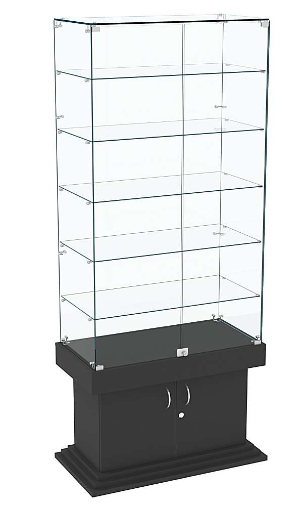 Витрина широкая прозрачная с 5-ю полками ДОНЖОН №505 Черный