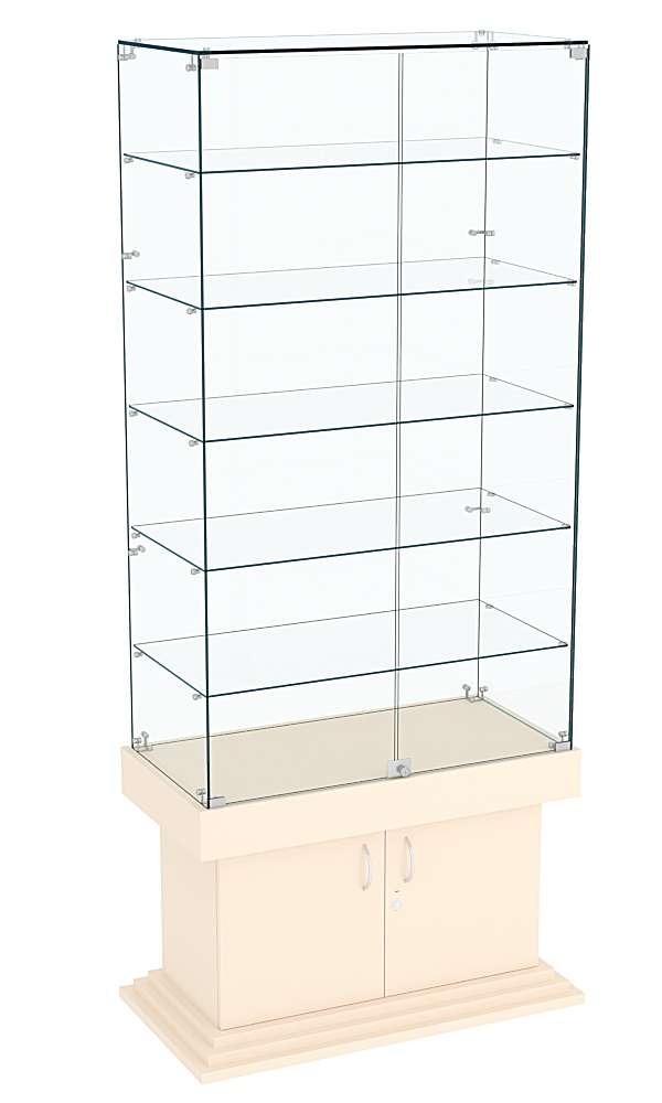 Витрина широкая прозрачная с 5-ю полками ДОНЖОН №505 Крем Вайс