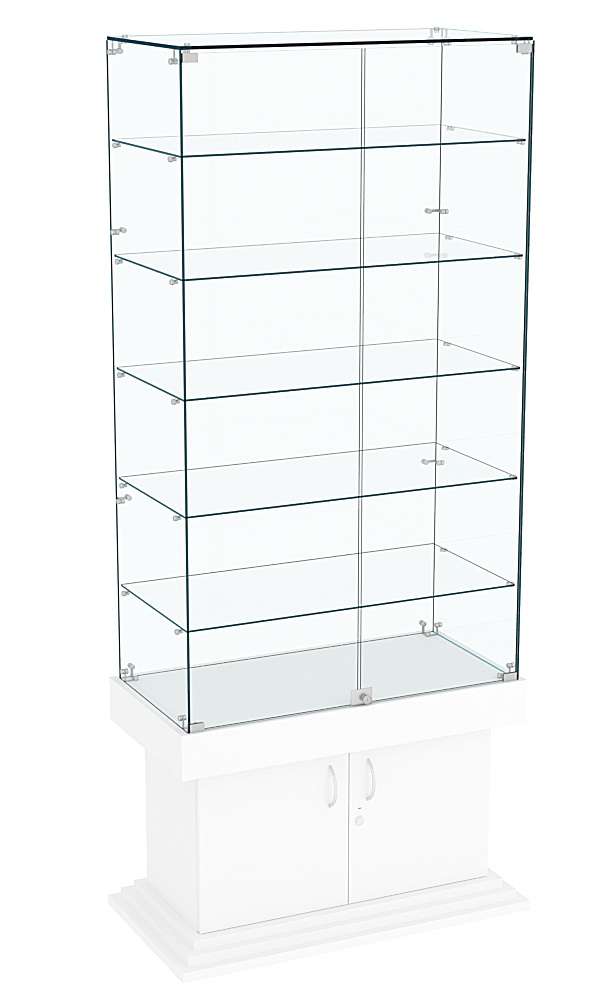 Витрина широкая прозрачная с 5-ю полками ДОНЖОН №505 Белый