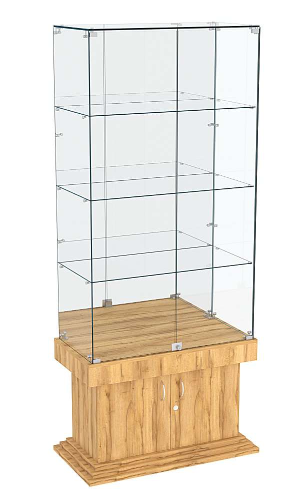 Витрина широкая с зеркалом и тремя полками ДОНЖОН №7 Дуб Золотистый