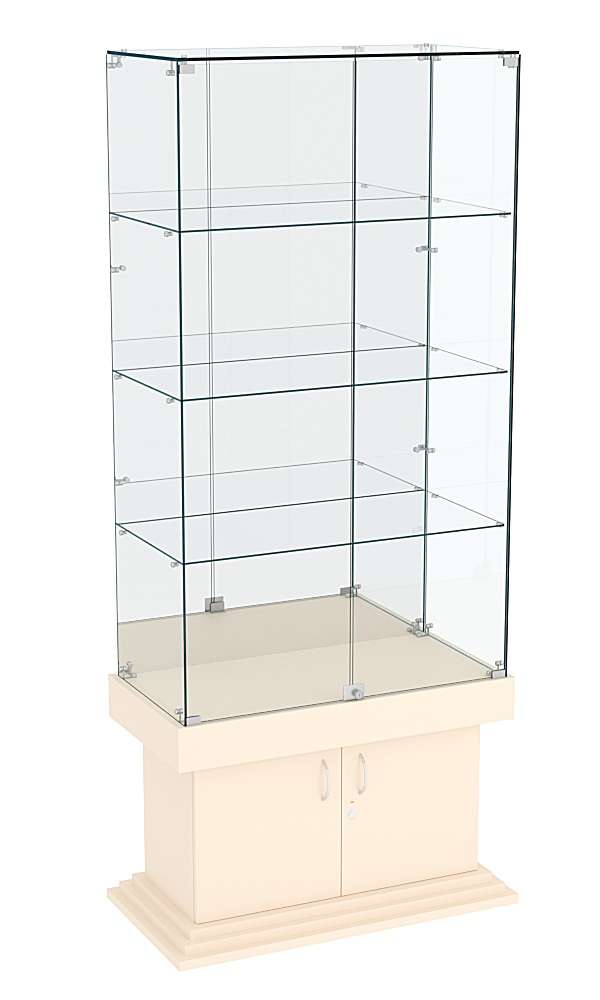 Витрина широкая с зеркалом и тремя полками ДОНЖОН №7 Крем Вайс