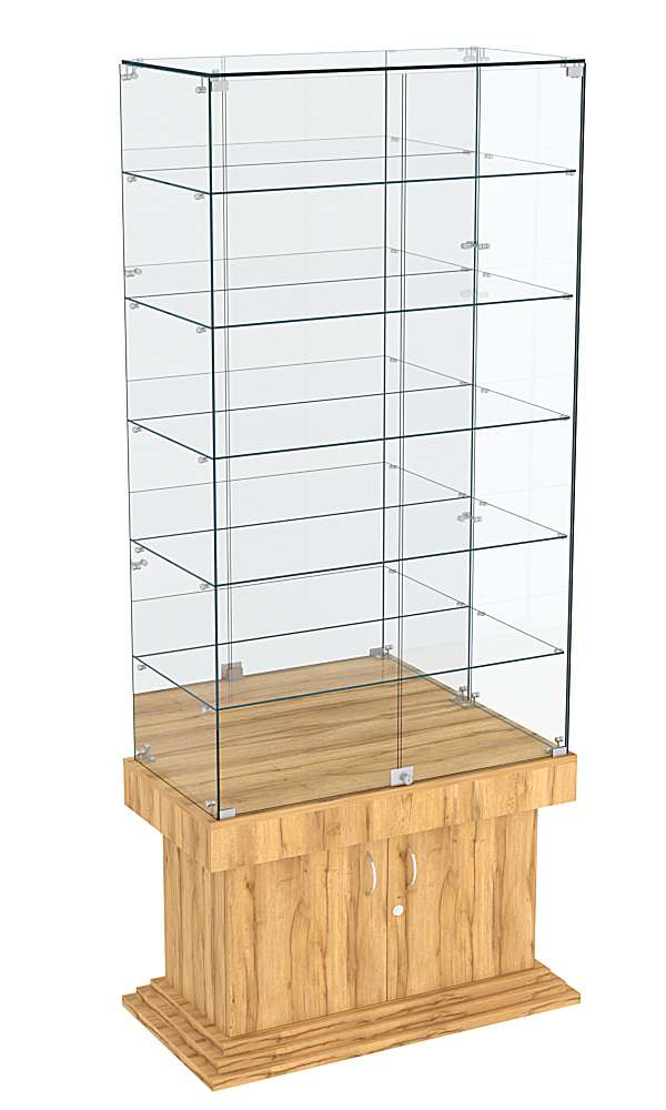 Витрина широкая с зеркалом и 5-ю полками ДОНЖОН №507 Дуб Золотистый