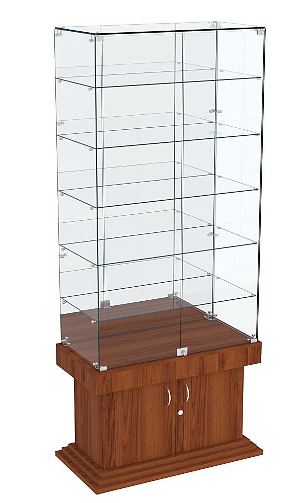 Витрина широкая с зеркалом и 5-ю полками ДОНЖОН №507 Орех