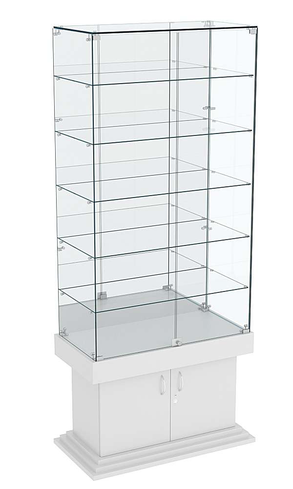 Витрина широкая с зеркалом и 5-ю полками ДОНЖОН №507 Серый