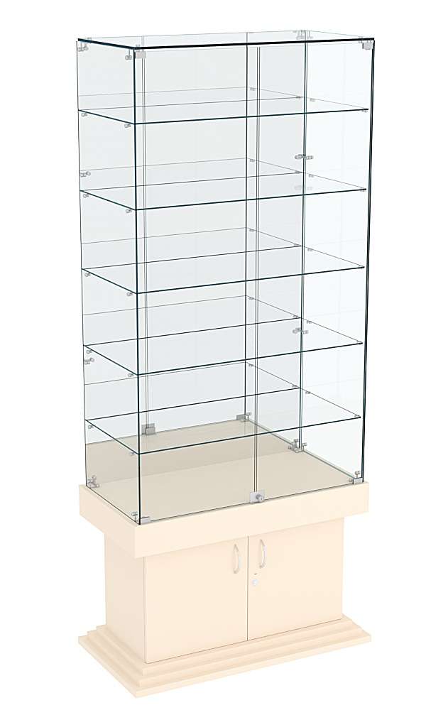 Витрина широкая с зеркалом и 5-ю полками ДОНЖОН №507 Крем Вайс