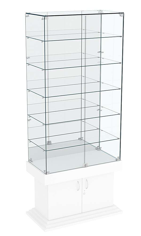 Витрина широкая с зеркалом и 5-ю полками ДОНЖОН №507 Белый