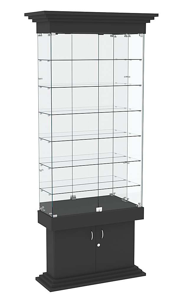 Витрина узкая с 6-ю полками и подсветкой ДОНЖОН №32 Черный