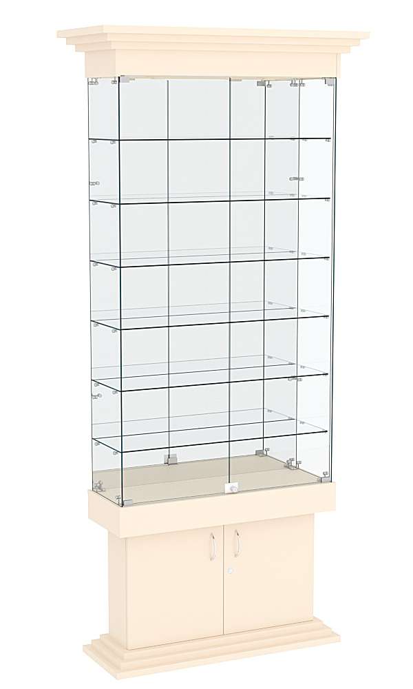 Витрина узкая с 6-ю полками и подсветкой ДОНЖОН №32 Крем Вайс