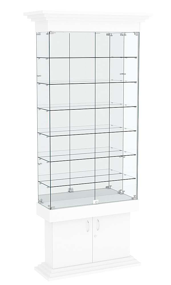 Витрина узкая с 6-ю полками и подсветкой ДОНЖОН №32 Белый
