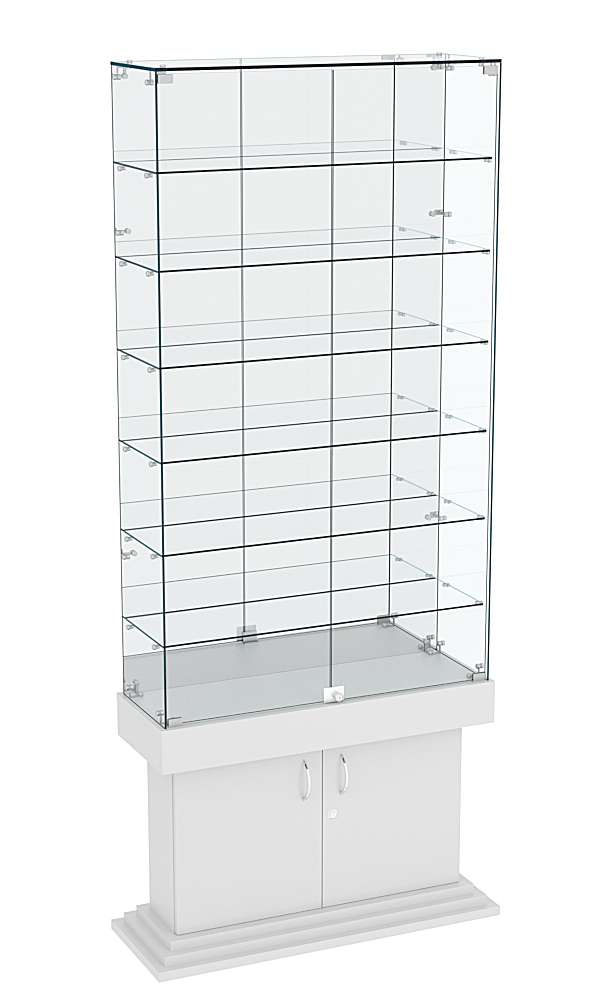 Витрина узкая с 6-ю полками зеркальная ДОНЖОН №34 Серый