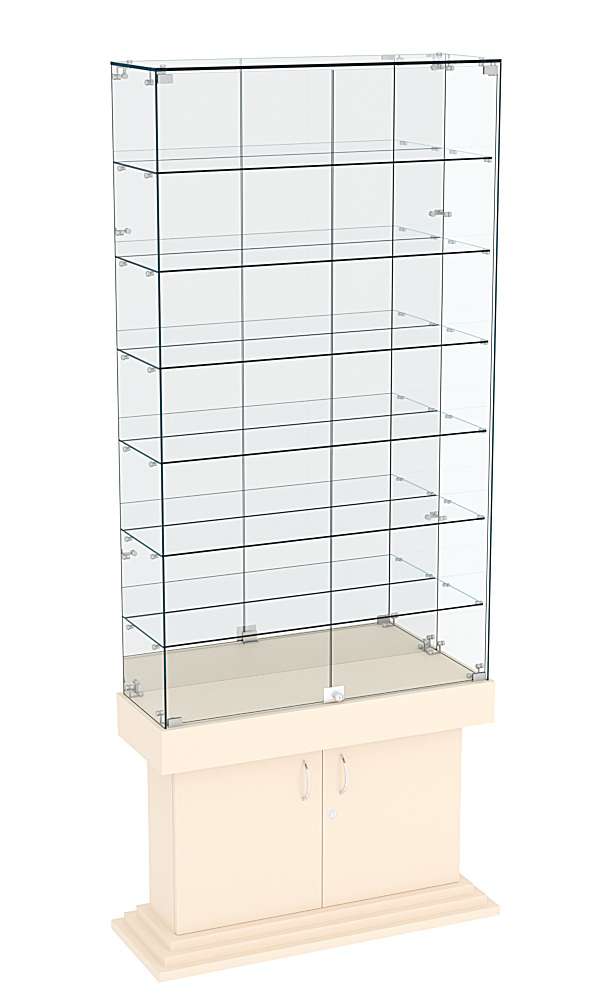 Витрина узкая с 6-ю полками зеркальная ДОНЖОН №34 Крем Вайс