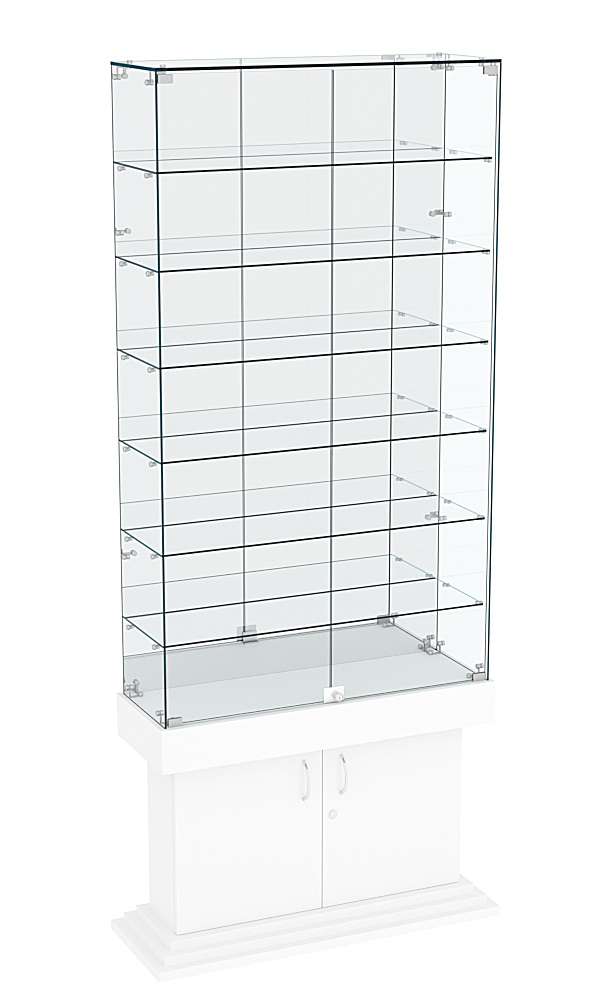 Витрина узкая с 6-ю полками зеркальная ДОНЖОН №34 Белый