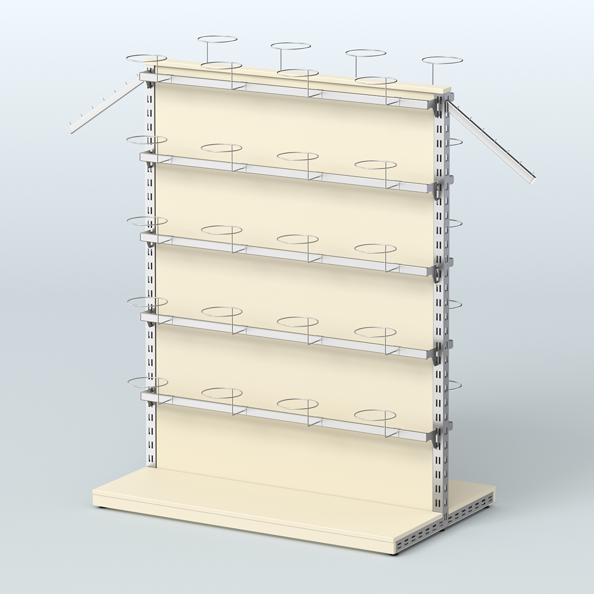 Система ЭЛЕГАНТ островная с разделительной панелью из ДСП для головных уборов Крем Вайс