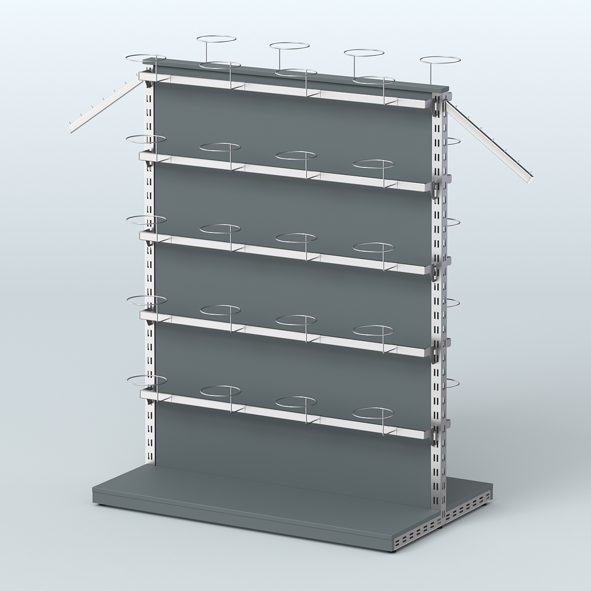 Система ЭЛЕГАНТ островная с разделительной панелью из ДСП для головных уборов Темно-Серый