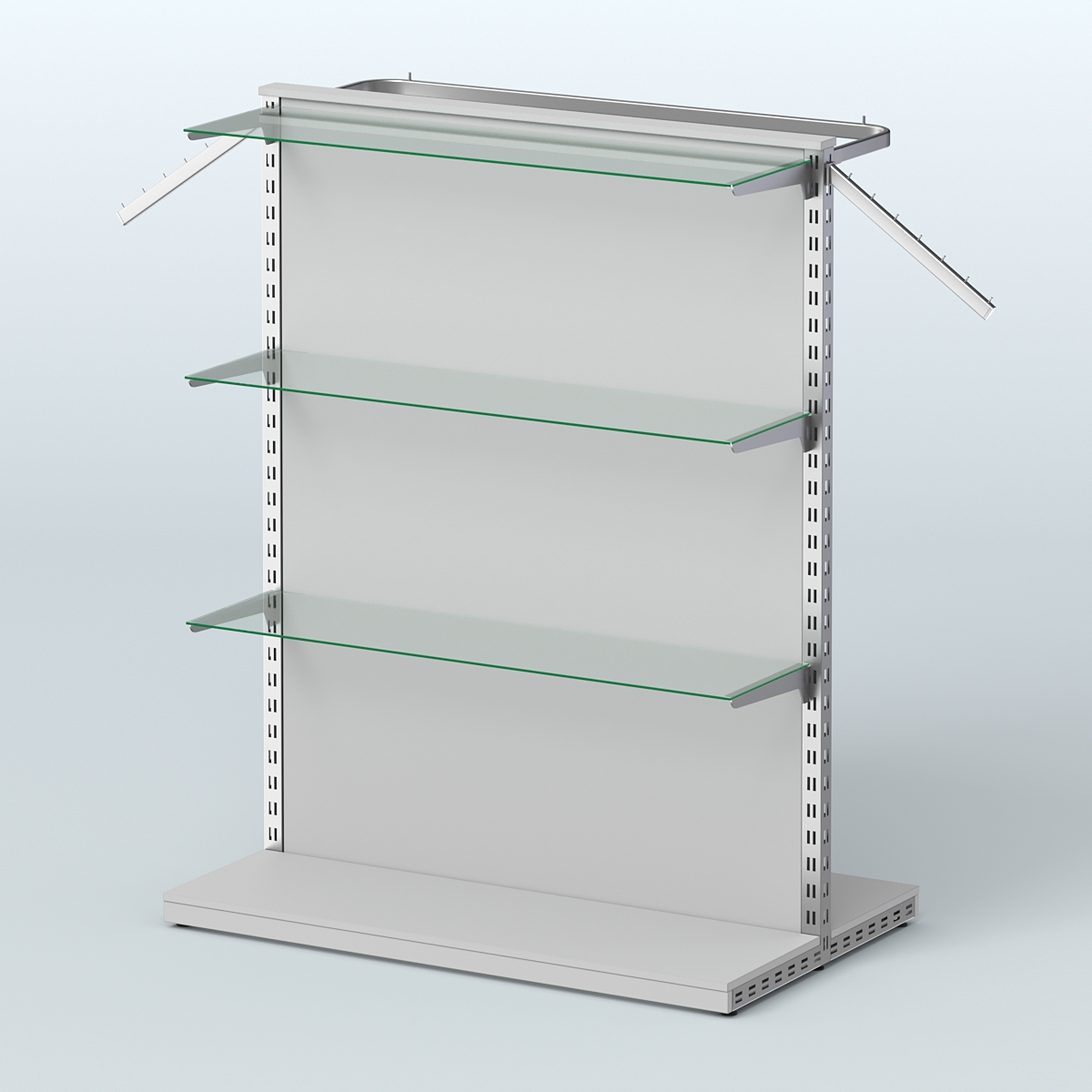 Система ЭЛЕГАНТ островная с ДСП, тремя прозрачными полками и прямым поручнем №6 Серый